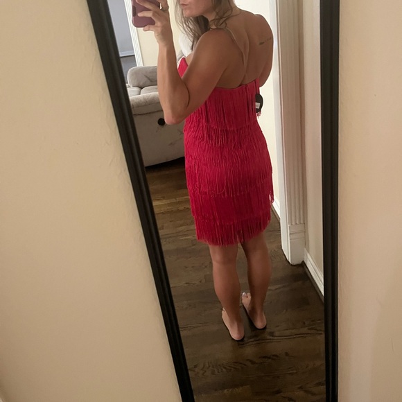 Hot Pink Strapless Fringe Dress🩷 - Picture 5 of 5